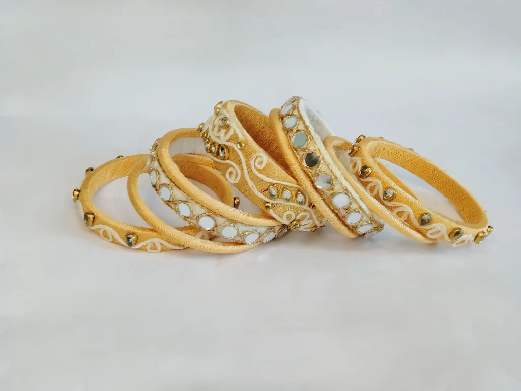 Gold Mirror Handmade Thread Bangles – PRISHAN-1.webp