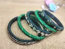 Emerald Green Mirror Work Thread Bangles-PRISHAN-1.webp