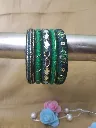 Emerald Green Mirror Work Thread Bangles-PRISHAN-2.webp