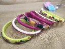 Multicolour Mirror Shisha Thread Bangles  Lime, Pink, Teal & Mustard-PRISHAN -3.webp