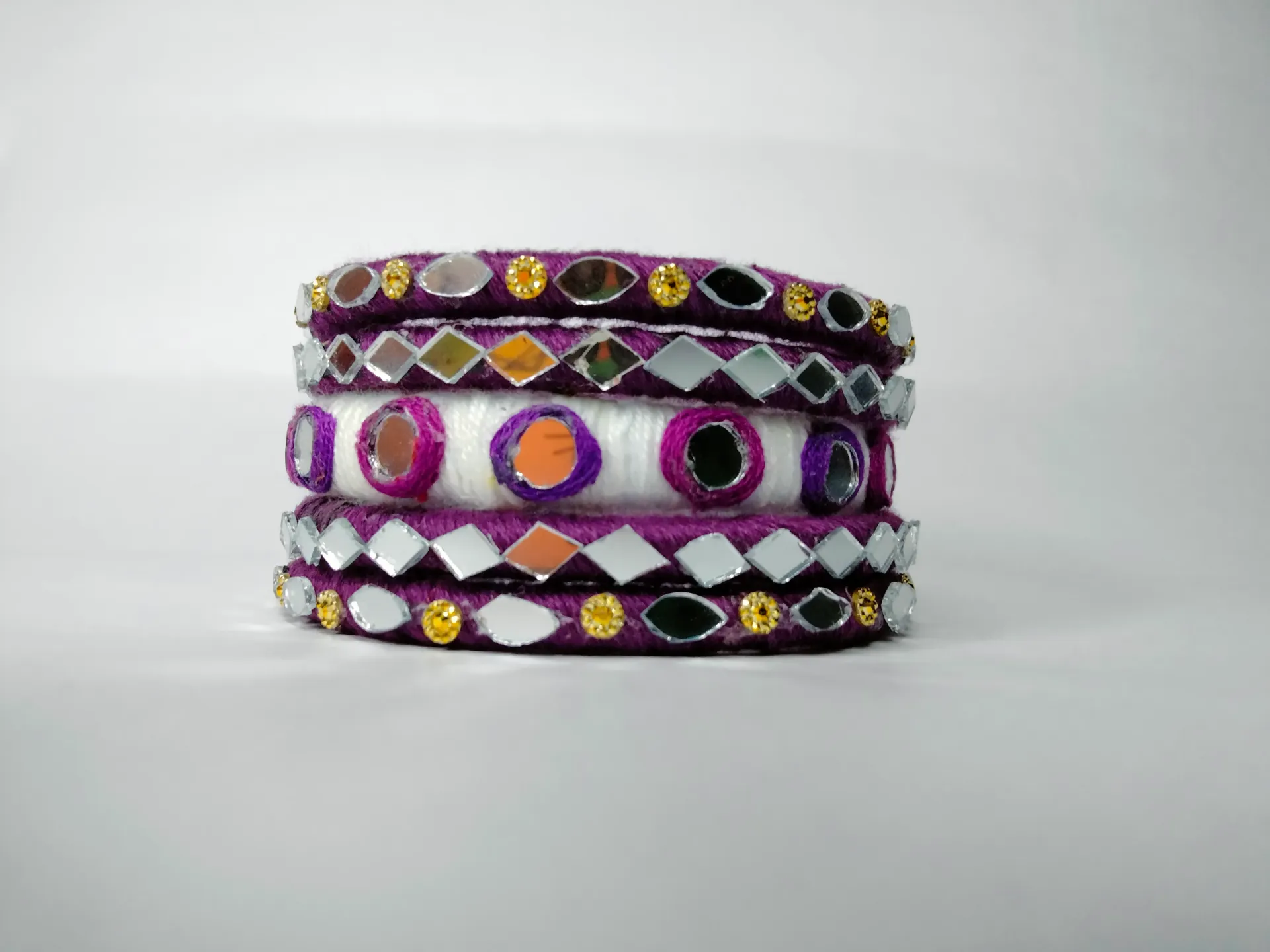 PRISHAN Amethyst Mirror Thread Bangles