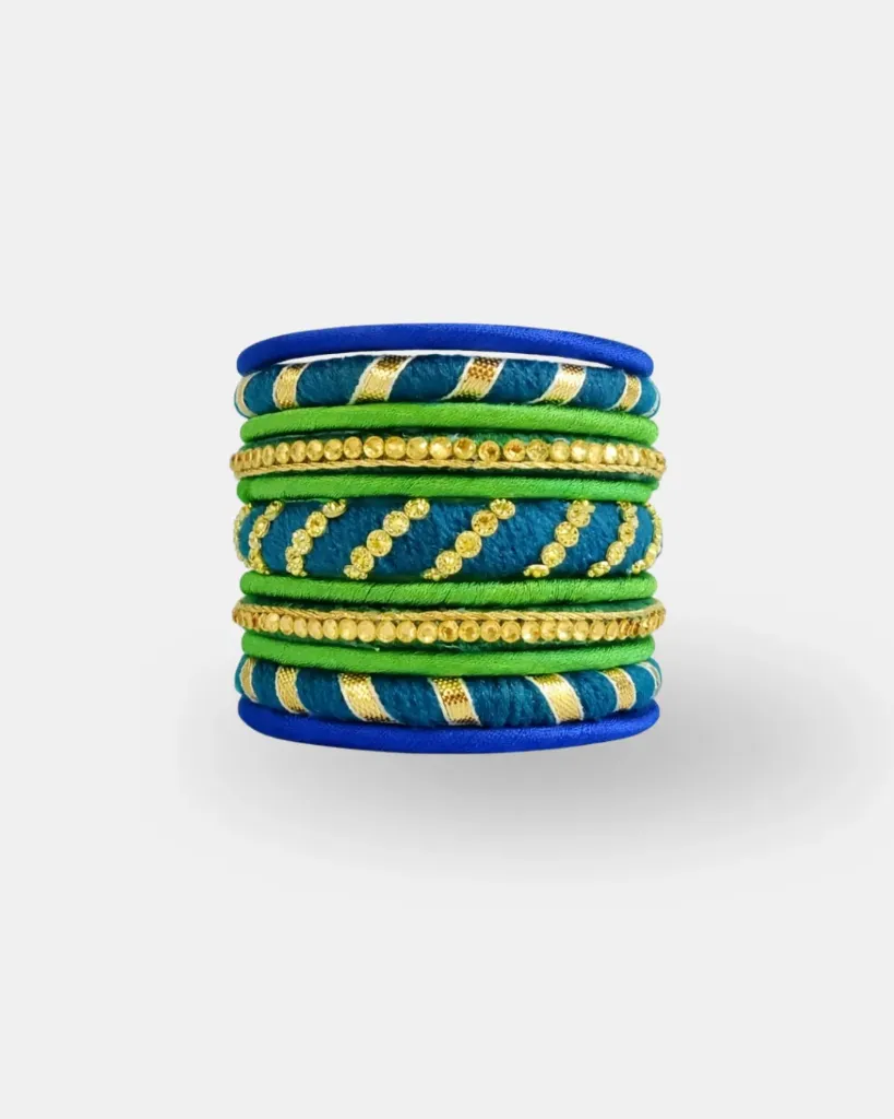 Festive Blue-Green Handmade Thread Bangles – PRISHAN