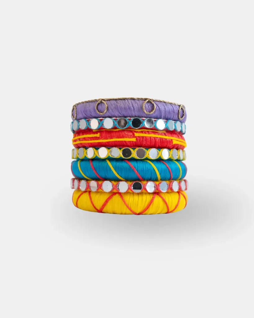 Rainbow Mirror Handmade Thread Bangles – PRISHAN