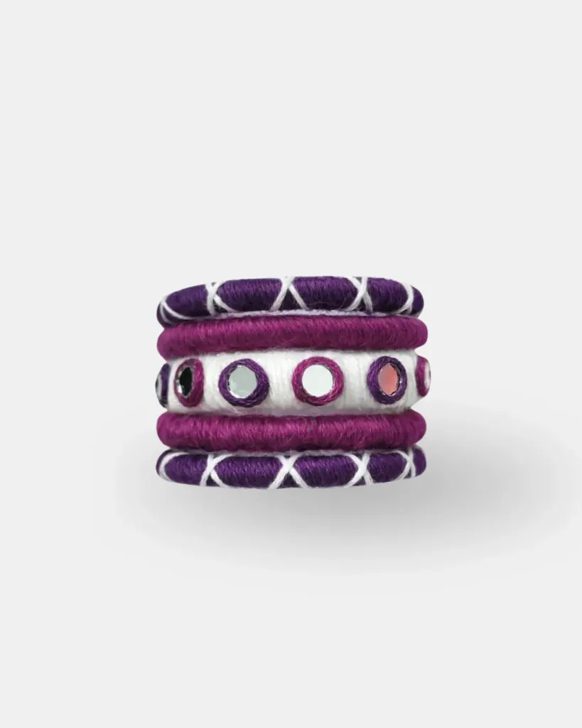Purple & White Mirror Handmade Thread Bangles – PRISHAN (2.4)