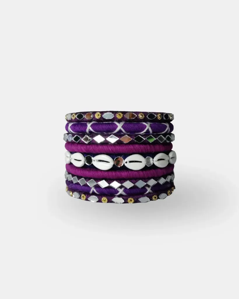 Purple Cowrie & Mirror Handmade Thread Bangles – PRISHAN (2.4)