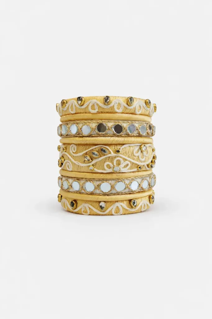 Gold Mirror Handmade Thread Bangles – PRISHAN (2.4)
